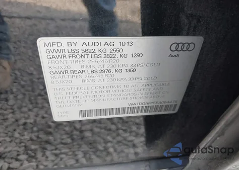 2014 Audi Q5 3.0T Premium Plus из США, поврежденный, VIN WA1DGAFP5EA054476
